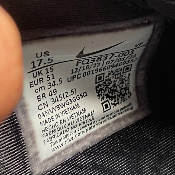 Nike Sabrina 1 TB Low Size 16 Men = 17.5 Women Basketball Black White FQ3837-001 - Picture 7 of 7